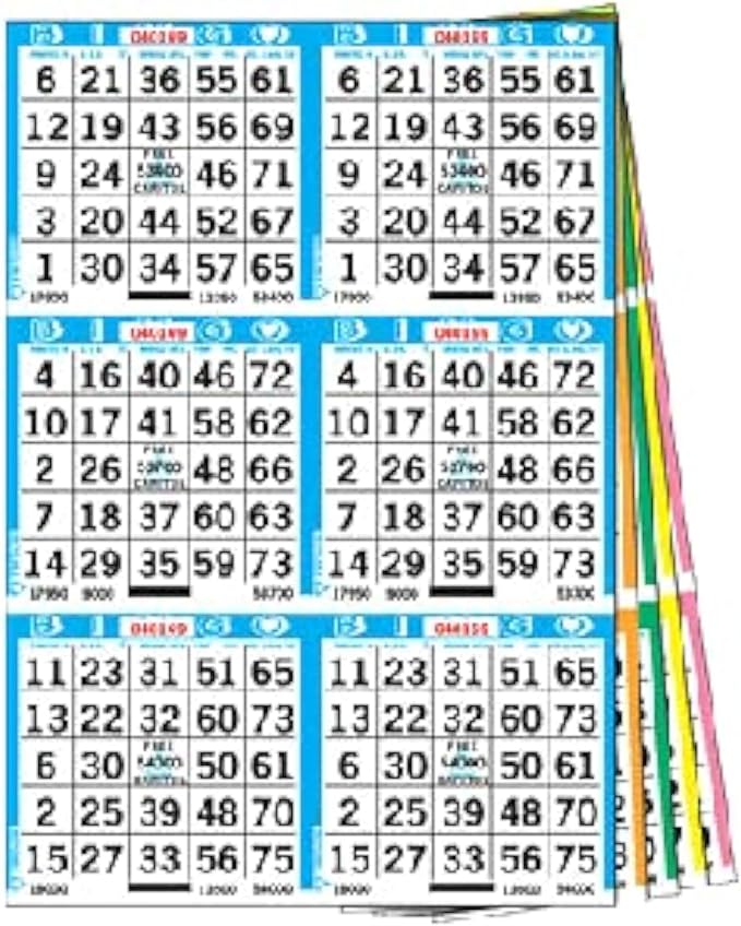 United Novelty 6 on 10 up Bingo Paper Cards- 50 Books- 500 Sheets- 10
