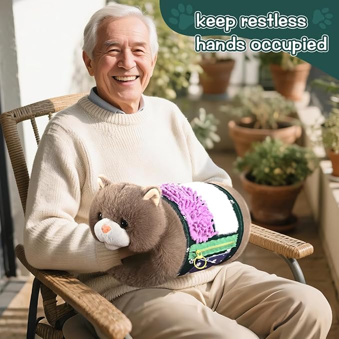 Fidget Blanket and Muff Cat for Adults with Dementia, Alzheimers Dementia Activities Products for Elderly and Seniors,Fidget Toys Gift and Game for Alzheimer’s or Dementia.