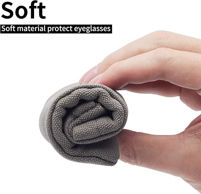 Face Shadow Double Glasses Case Soft Eyeglass Case For Women Men Squeeze Top Sunglasses Case With Cleaning Cloth