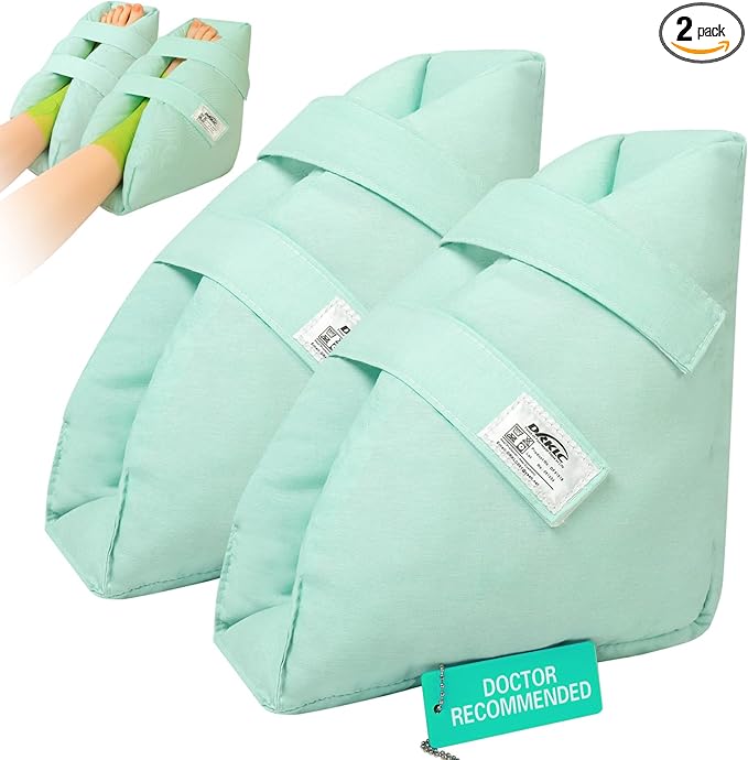 Heel Protectors for Pressure Sores,Adjustable Foot Boot Surgery Recovery Supplies for Elderly Bedridden Pressure Ulcer Ankle Pillow for Bed, Wheelchairs (Light Green - 2 Picec)
