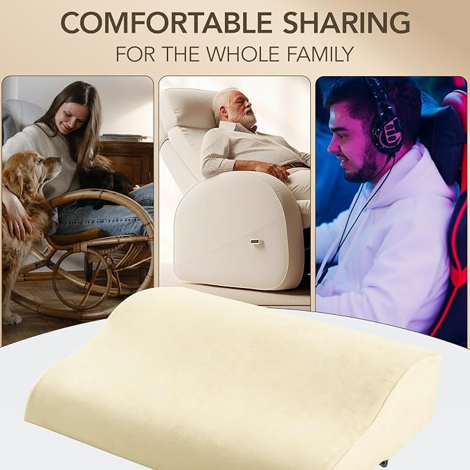 Lumbar Support Pillow for Recliner,Large Memory Foam Back Support Cushion for Sofa & Gaming Chair, Ergonomic Backrest Pillow for Elderly, Comfortable Couch Cushion with Machine Washable Cover,Beige