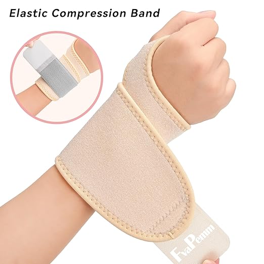 Wrist Brace for Right Left Hand 2 Pack, Wrist Support Wraps for Women Men, Adjustable Wrist Brace for Carpal Tunnel Tendonitis, Arthritis, Weightlifting, Sports, Day Night Support, Nude
