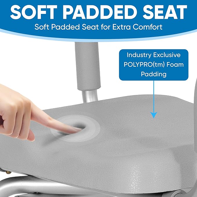 Platinum Health Shower Chair, Bath Chair, Padded with Armrests, Comfortable(tm) Deluxe Shower Chair. Institutional Quality. (Gray)