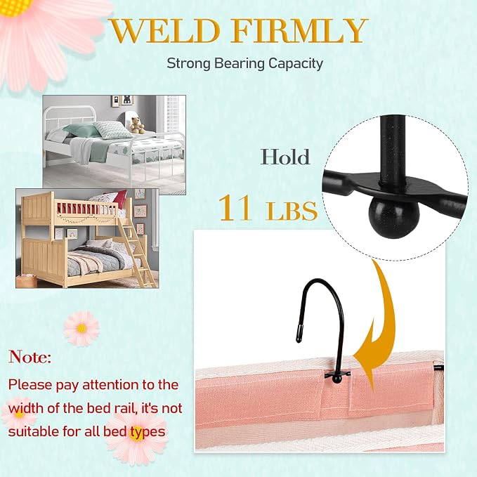 Bedside Caddy Bedside Storage Bag for Headboards/Bunk Bed | Hanging Bed Caddy with Hooks fits Bunk bed Hospital Beds Dorm Bed Rails, Essentials for Phones, Books, Remotes, Water Bottles