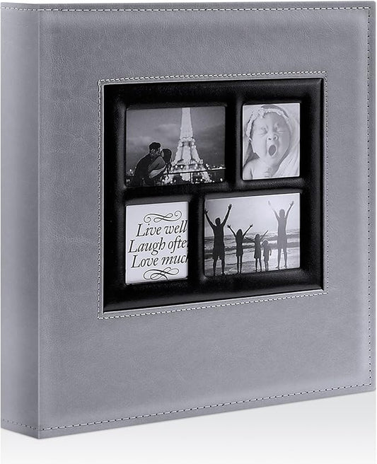 Ywlake Photo Album 4x6 500 Pockets, Large Capacity Family Wedding Leather Picture Albums Holds 500 Horizontal and Vertical Photos Grey