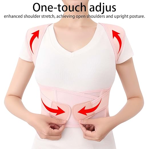 Back Brace Posture Corrector for Women and Men Full Support for Posture Correction & Scoliosis Hunchback Corrector de Postura para Hombre y Mujer Upper Thoracic Back Straightener Pink, X-Large