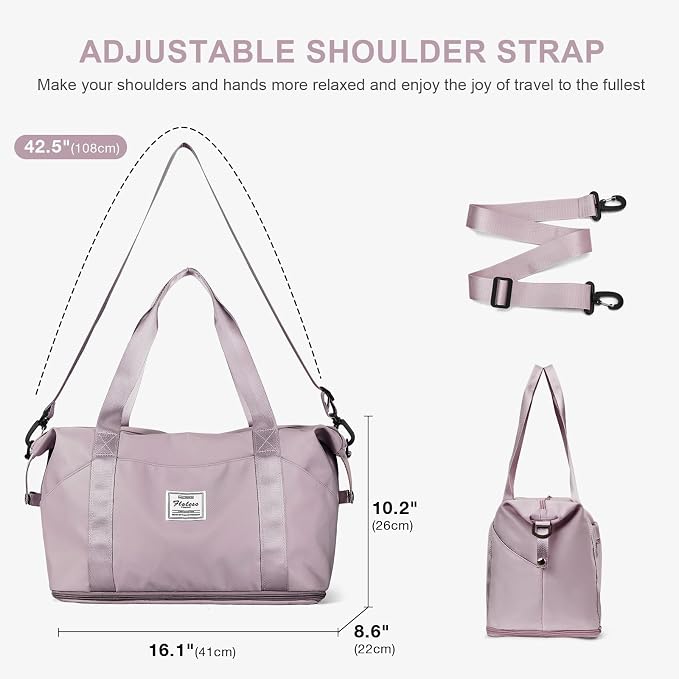 Travel Duffel Bag, Sports Tote Gym Bag, Shoulder Weekender Overnight Bag for Women