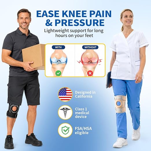 CAMBIVO ELITE Knee Brace with Side Stabilizers & Open Patella Gel Pad — Adjustable Support for Meniscus, Arthritis, ACL, MCL Recovery, Knee Support for Men and Women - Please Check Size Chart
