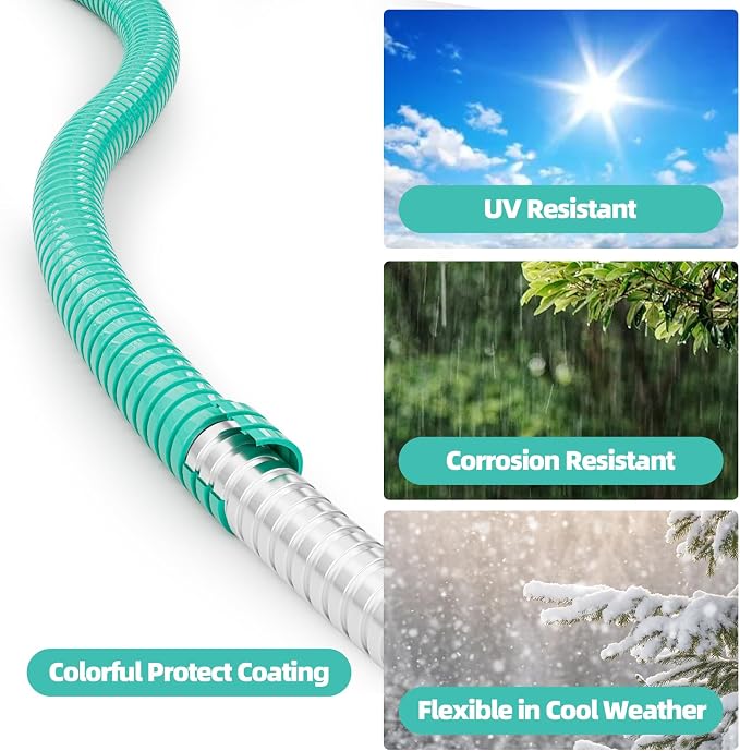 SPECILITE 100ft 304 Stainless Steel Metal Garden Hose with Nozzle (Aqua) | Puncture Resistant, Flexible, Never Kink & Tangle, Heavy Duty Water Pipe for Yard, Outdoor, Lawn