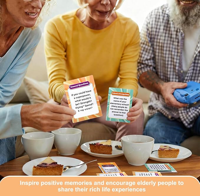 112 Pcs Let's Chat Conversation Cards, Dementia Activities for Seniors, Alzheimers Activities for Dementia Patients, Alzheimers Gifts for Elderly, Memory Games for Adults