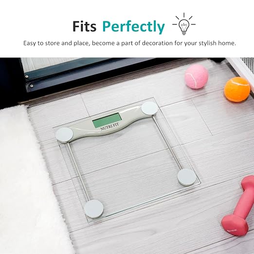 Bathroom Scale for Body Weight, NUTRI FIT Digital Weighing Scale Accurate Electric Weight Loss Watcher Scale, 330 lb Capacity, Step on Technology with AAA Batteries, Birthday Gifts