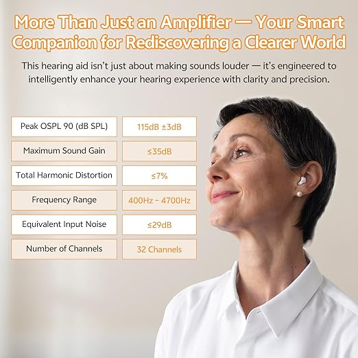 OTC Hearing Aids for Seniors for Seniors & Adults with Hearing Loss, 32 Channel Technology with Smart Noise Reduction | Volume Control | Discreet Design | Auto-On/Off