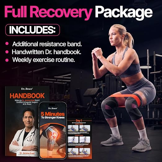DR. BRACE Elite Compression Knee Brace for Women & Men, (2-Pack) Knee Support Compression Sleeve, Workout Sports Knee Braces for Meniscus Tear, ACL & Arthritis Pain Relief - Check Size Guide Video (Orion, Large)