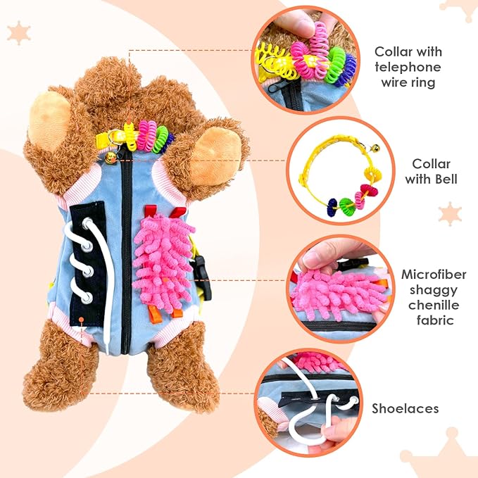 Fidget Blanket for Elderly, Fidget Sensory Blanket for Seniors with Alzheimer’s, Dementia Products for Elderly, Sensory Fidget Blanket, Teddy Dog Fidget for Adults with Dementia