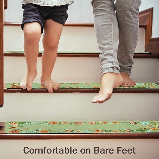 Non Slip Carpet Stair Treads for Wooden Steps Indoor, 4 Pack Stair Runners Covers Staircase Step Rugs Stair Mats for Kids Elders and Dog