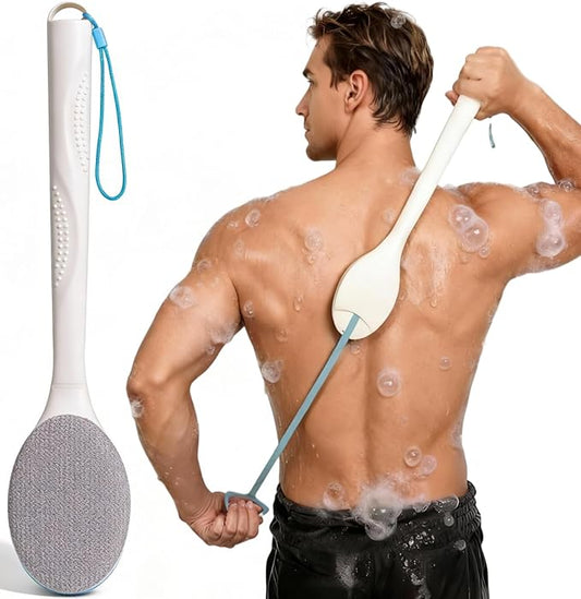 BUBBLEDANCE® Exfoliating Back Scrubber with Extendable Long Handle (17.5"~31.9") | Deep Cleansing Body Scrubber for Oily & Rough Skin | Upgraded Shower Towel & Washcloth to Prevent Back Acne