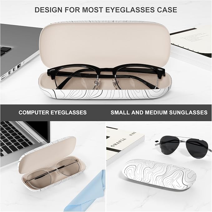 Eyeglasses Case, Portable Hard Shell Protective Case for Glasses, Eyeglass Holder Box for Women with Cleaning Cloth