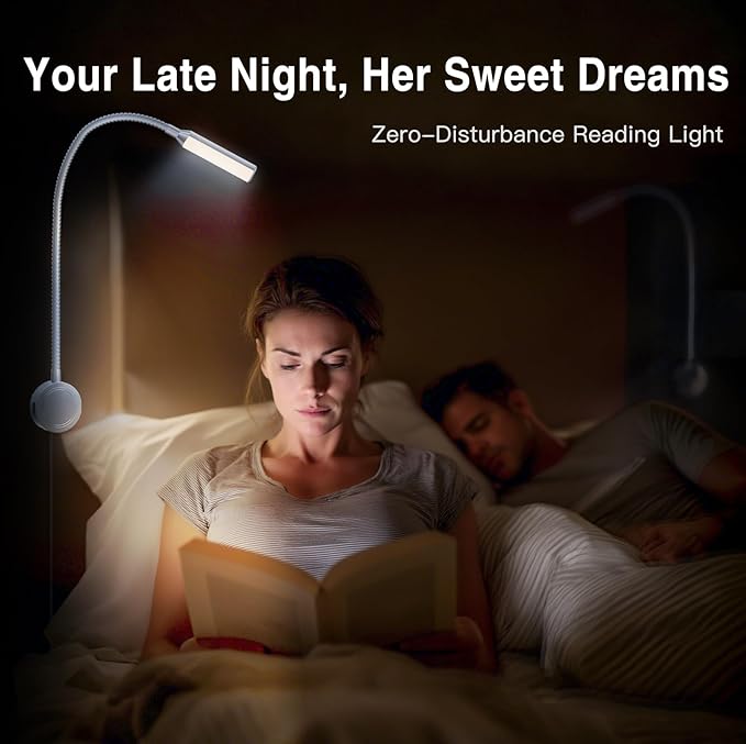 VST Books Lights for Headboard, Bedside Wall Mounted Reading Lamp, Reading Light Touch to Adjust Color Temp (3000K/4000K/6000K) and Brightness, USB/Type-C Charging Ports, 20W Driver, ETL-Listed