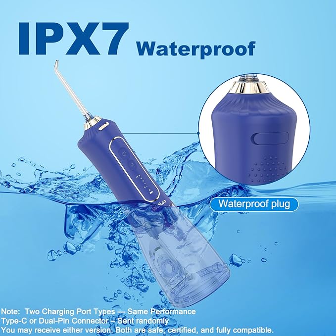 Water Flossers for Teeth, 300ML Cordless Oral Irrigator Rechargeable Dental Flosser Picks with 5 Modes 5 Jet Tips,IPX7 Waterproof Teeth Cleaner for Braces Gum Care, Home Travel Use