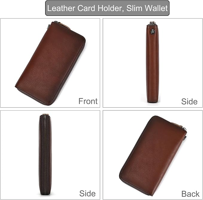 Genuine Leather Long Wallet for Men, Large Capacity Purse Clutch Bag Handbag Checkbook Cash Credit Cards Phone Holder | Large Capacity