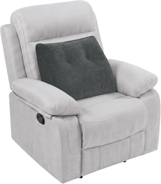Back Support Pillow for Recliner Soft Dual Layer Lumbar Support Pillow with Shredded Memory Foam Ergonomic Orthopedic Couch Lumbar Cushions for Elderly Lower Back Pain Relief Dark Grey