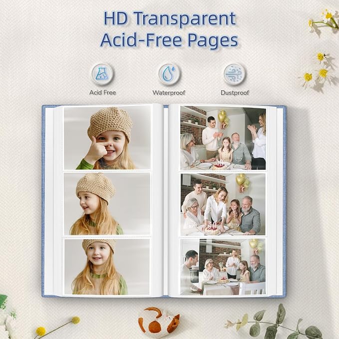 Popotop Photo Album 4x6-300 Photos Linen Cover Photo Books with 300 Horizontal Pockets,Slip-in Picture Albums for Family Wedding Anniversary Baby Vacation Pictures