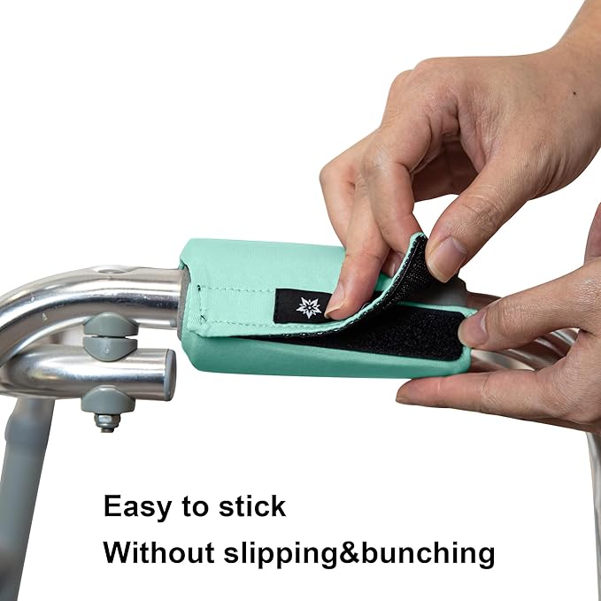 Universal Walker Hand Grip Padded Covers Non-Slip Cushion Foam for Folding Wheelchair Rollator Crutch Handle Pads 2-Pack Cyan