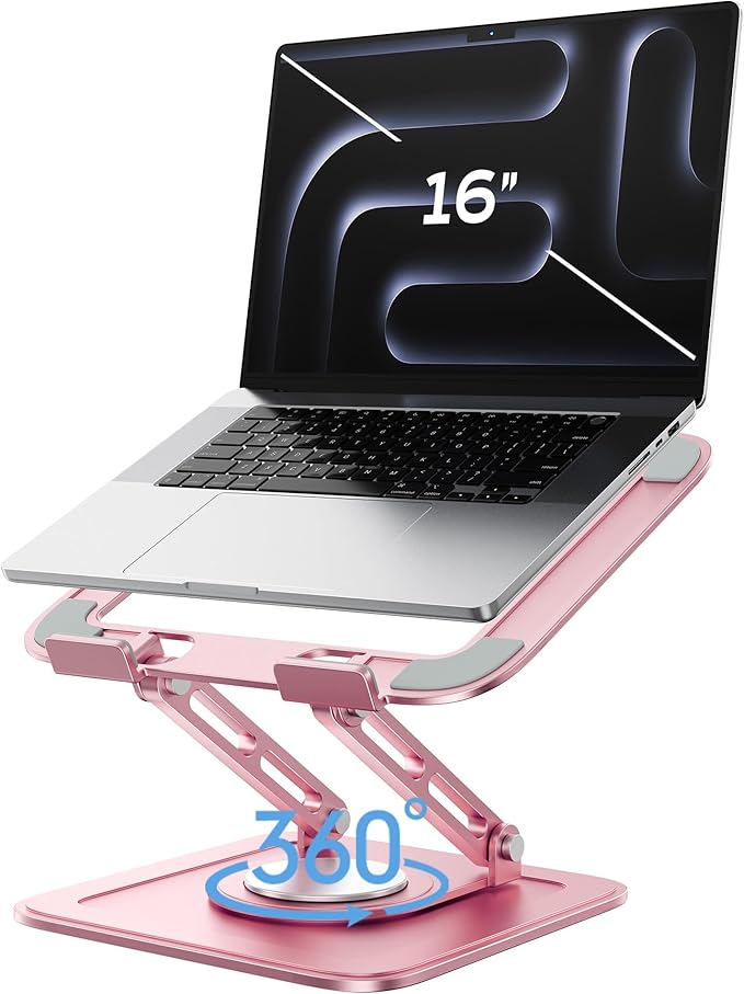LOXP Adjustable Laptop Stand, Computer Stand with 360 Rotating Base | Ergonomic Laptop Riser Mount for Desk Foldable Protable Computer Desk Fits with MacBook Pro Air