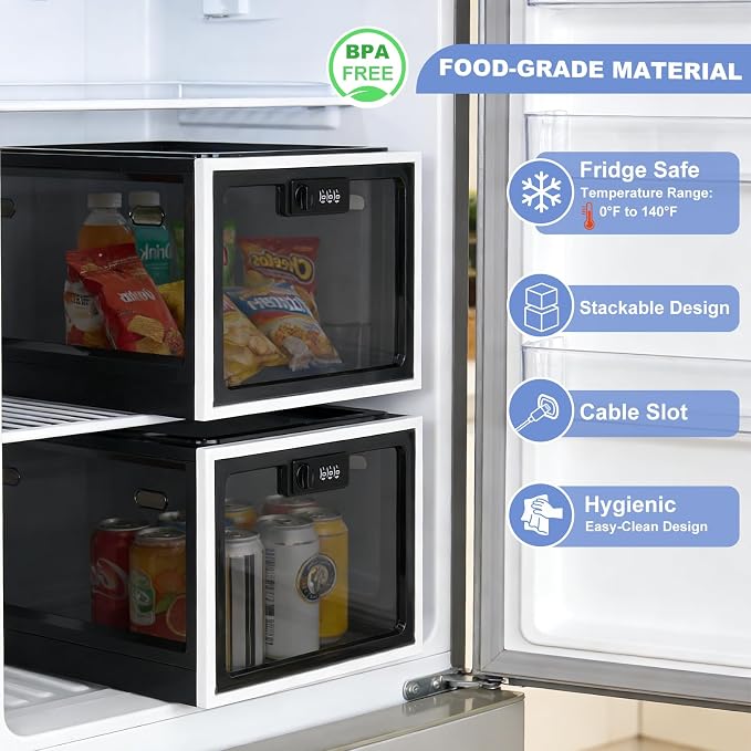 Medication Lock Box with Combination, Large Lockable Storage Box for Medicine, Snacks, Phone Jail, Food, Childproof First Aid Locked Cabinet, Organizer for Refrigerator, Office, School, Home