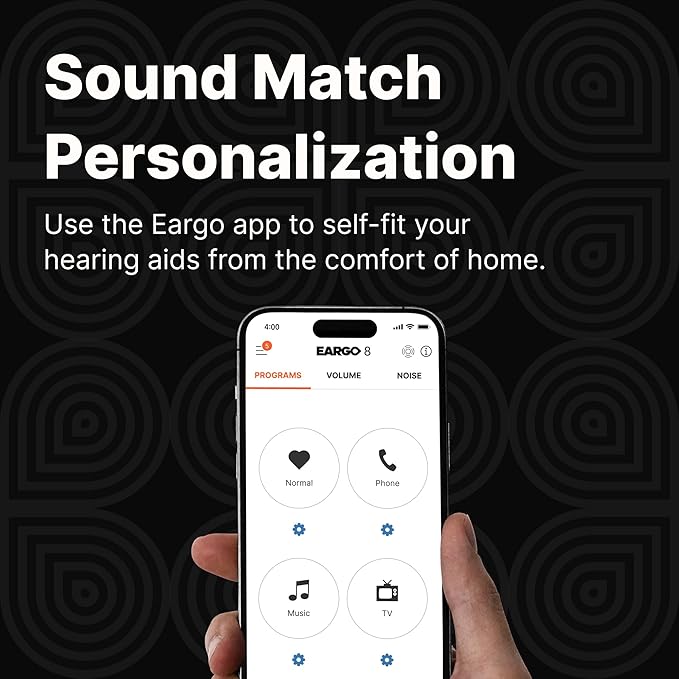 EARGO 8 Virtually Invisible Self-Fitting FDA-Cleared OTC CIC Hearing Aids - Most Advanced Model with Smart Sound Adjust and Sound Match Technology, Rechargeable, Lifetime Customer Support
