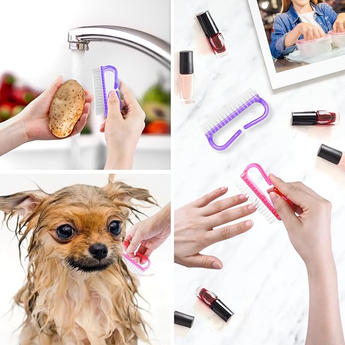 Larbois Handle Grip Nail Brush, Hand Fingernail Brush Cleaner Scrubbing Kit Pedicure for Toes and Nails Men Women (4 Pack)