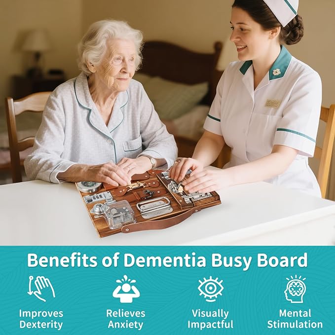 Fidget Busy Board for Adults with Dementia, Calming Activities and Games for Seniors, Dementia Activities for Seniors, Assistance Products Elderly Patients Gift Toys for People with Alzheimers