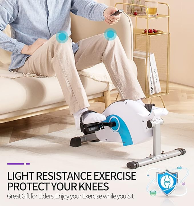 Under Desk Mini Pedal Exerciser for Arm & Leg Workout, Portable Compact Exercise Bike with Adjustable Resistance & LCD Display