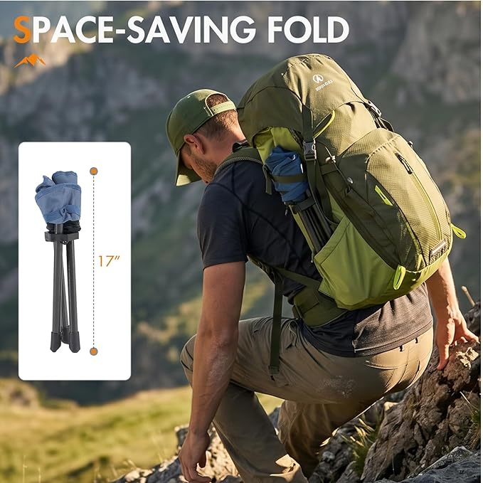 Portal Tall Folding Tripod Stool for Adults, Lightweight Camping Chair