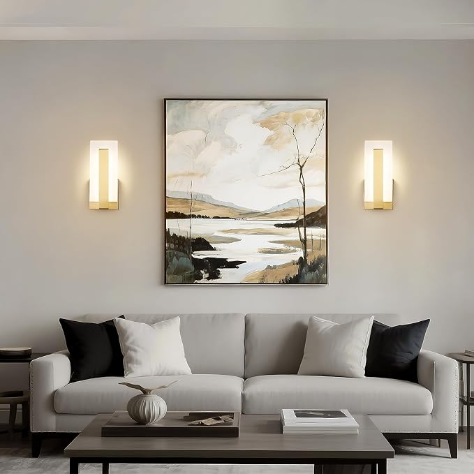 Joosenhouse LED Wall Sconce Set of 2, 5CCT Dimmable Brass Hardwired Wall Mount Sconce, Up & Down Mountable Indoor Light for Hallway, Bedroom, Study, Living Room, ETL Certified