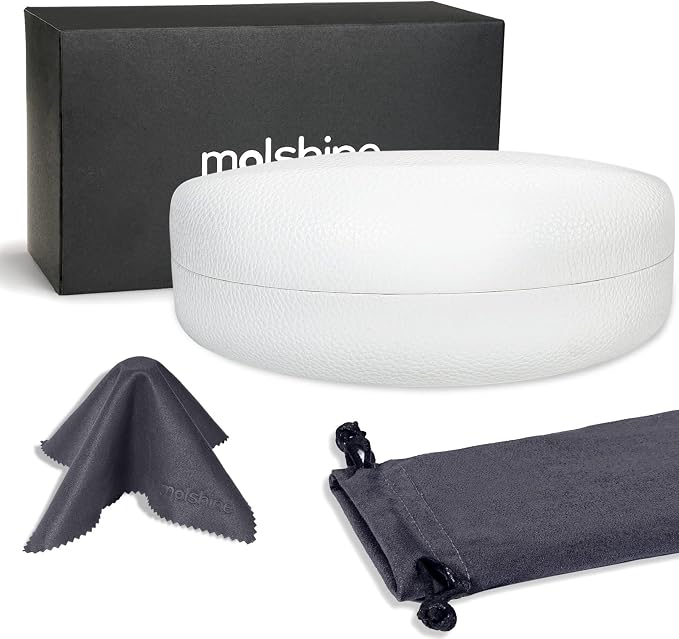 molshine Hard Shell Sunglasses Case,Classic Large Glasses Case for Sunglass,Eyeglasses with Cleaning Cloth,Pouch