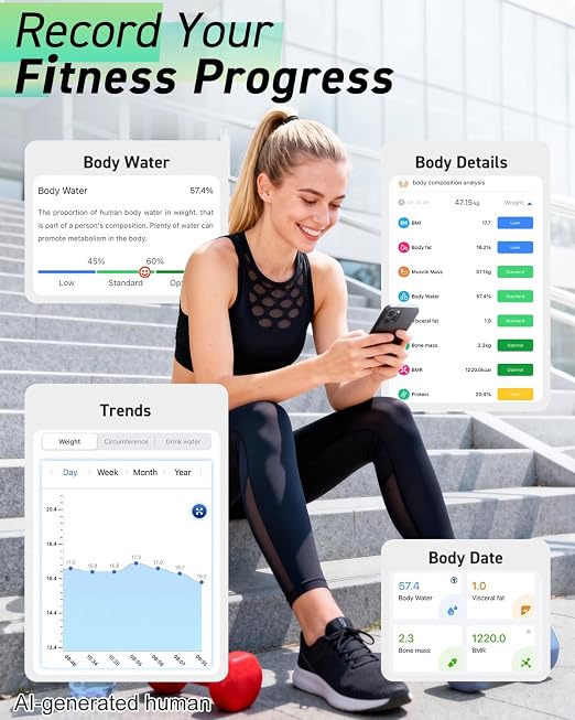 INSMART Smart Scale for Body Weight, Digital Bathroom Scale with BMI, Muscle Mass, Bluetooth Body Fat Scale,17 Body Composition Analyzer with Smart APP Sync Weight Scale, 400 lbs (Green)