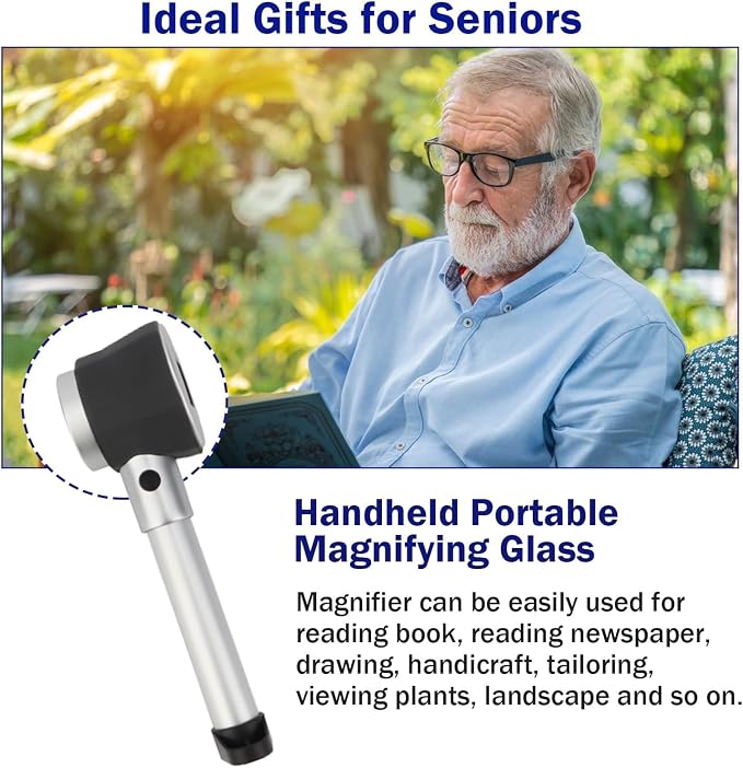 Rongon Jewelers Loupe Magnifiers 10X Magnifying Glass with Light Magnifying Lens with Light Scale and Measure Scale for Jewelry, Seniors Read, Map, Stamps, Macular Degeneration, Inspection