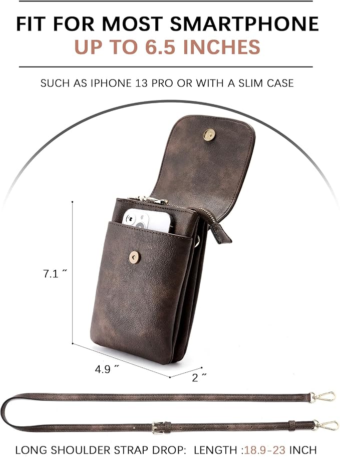 BOSTANTEN Small Crossbody Bag for Women Designer Cell Phone Purse | Vegan Leather, Multiple Pockets, Card Slots, Compact Size for Phone, Cards and Keys, Daily Travel Shopping Use