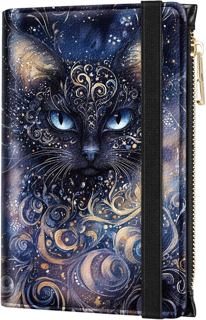 Passport Holder for Travel, RFID Blocking Passport Cover for Women Zipper | Travel Wallets, Passport Book Holder, Credit Card Holder, ID Window,SIM Card Slots, Coin & Tickets Pocket, Cool Cat