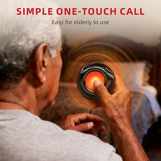 CallToU Caregiver Pager Wireless Call Button for Elderly at Home, 500+ ft Open Area Long Range Through Walls, 3 Plug-in Receivers and 2 Waterproof SOS Buttons, Home Nurse Call System
