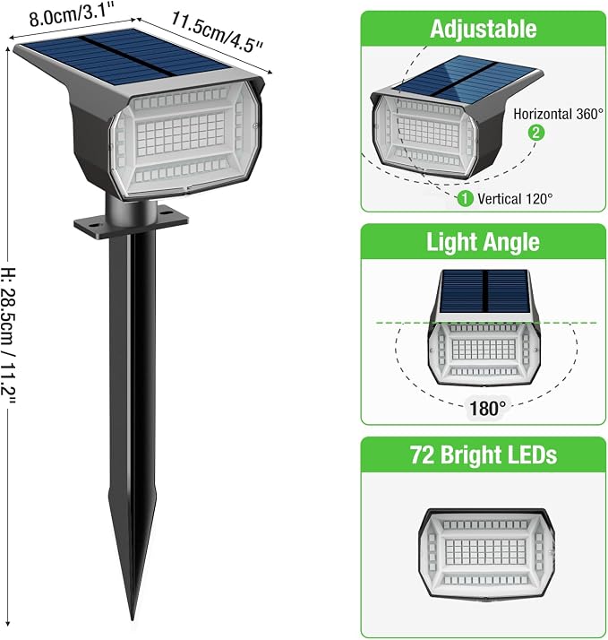 nipify Solar Spot Lights Outdoor, Solar Powered Waterproof Spotlight | 4 Pack, Blue, Landscape Lighting for Outside Yard Garden Pathway