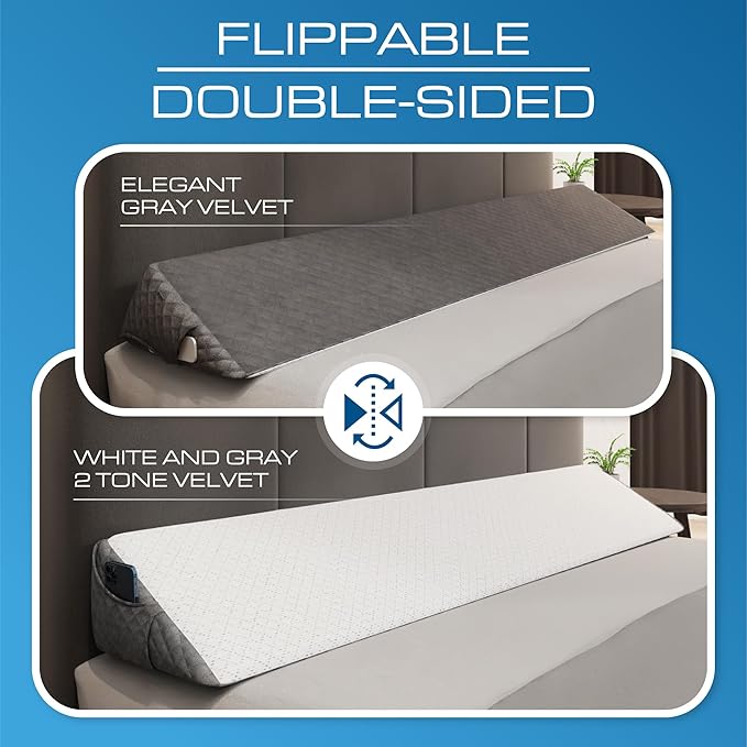 Kolbs Twin Size Bed Wedge Pillow for Headboard | Modern Stylish Pillow to Fill Gap Between Headboard and Mattress | Bed Gap Filler Twin