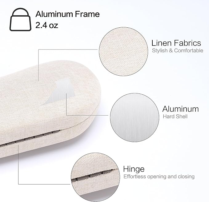 Vemiss Hard Shell Sunglasses Case, Large Linen Fabric Protective Glasses Case for Men Women