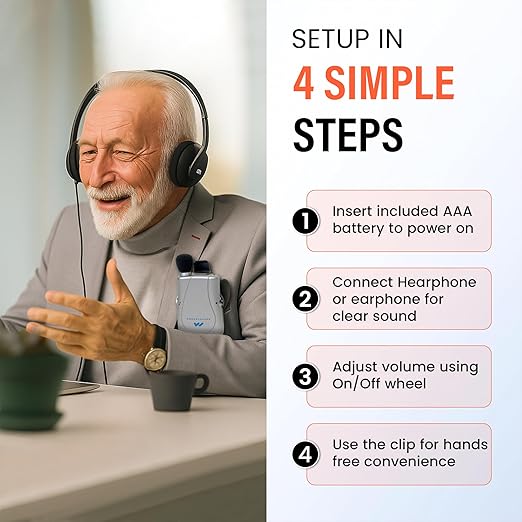 Williams Sound Pocketalker Ultra Hearing Amplifier | Easy-to-Use Hearing Amplifier for Seniors | Year Supply of Batteries | Amplified Sound Assistive Listening Device with Headphones for Elderly | Hearing Assist Earbuds