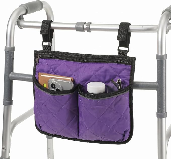 Walker Bag for Folding Walker Walker Basket with Reflective Safety Strips Foldable Wheelchair Storage Bag with 2 Adjustable Straps for Night Visibility Seniors Elderly