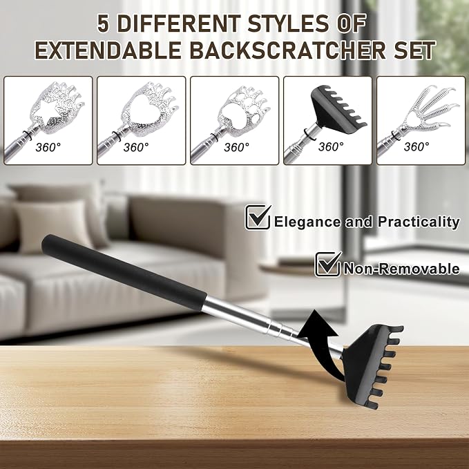 SIKEMAY 5 Pack Back Scratcher, Stocking Stuffers for Men Women Adults Teens | White Elephant Gifts Adults Prizes, Funny Gag Small Gifts for Christmas Valentines Birthdays, Easter Basket Stuffers