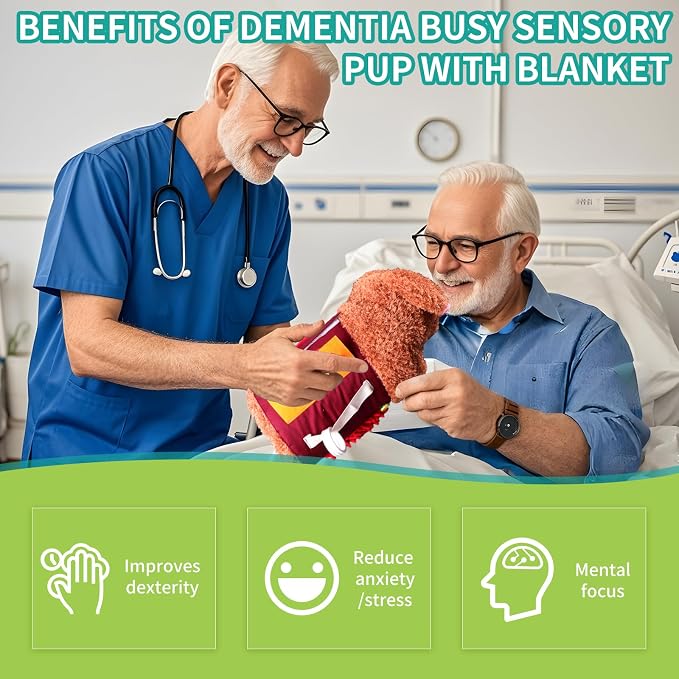 lefeke Fidget Blanket and Muff Dog for Adults with Dementia, Alzheimers Dementia Activities Products for Elderly and Seniors,Gift Game and Toy for Alzheimer’s or Dementia,Sensory Fidget Toys