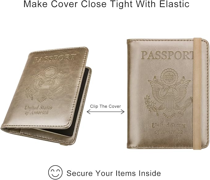 WALNEW Passport Holder for Travel, RFID Passport Wallet, Travel Essentials | PU Leather Passport Cover Case with Pen Holder, Travel Must Haves Accessories, Passport Book Holder for Women Men