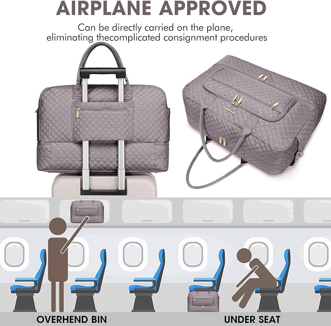 Large Women Travel Duffle Bag, Weekender Bags for Women with Shoe Compartment, Carry on Overnight Bag with Toiletry Bag, Gym Duffel Bag with Wet Pocket, Hospital Bags for Labor and Delivery 3 PCS Set